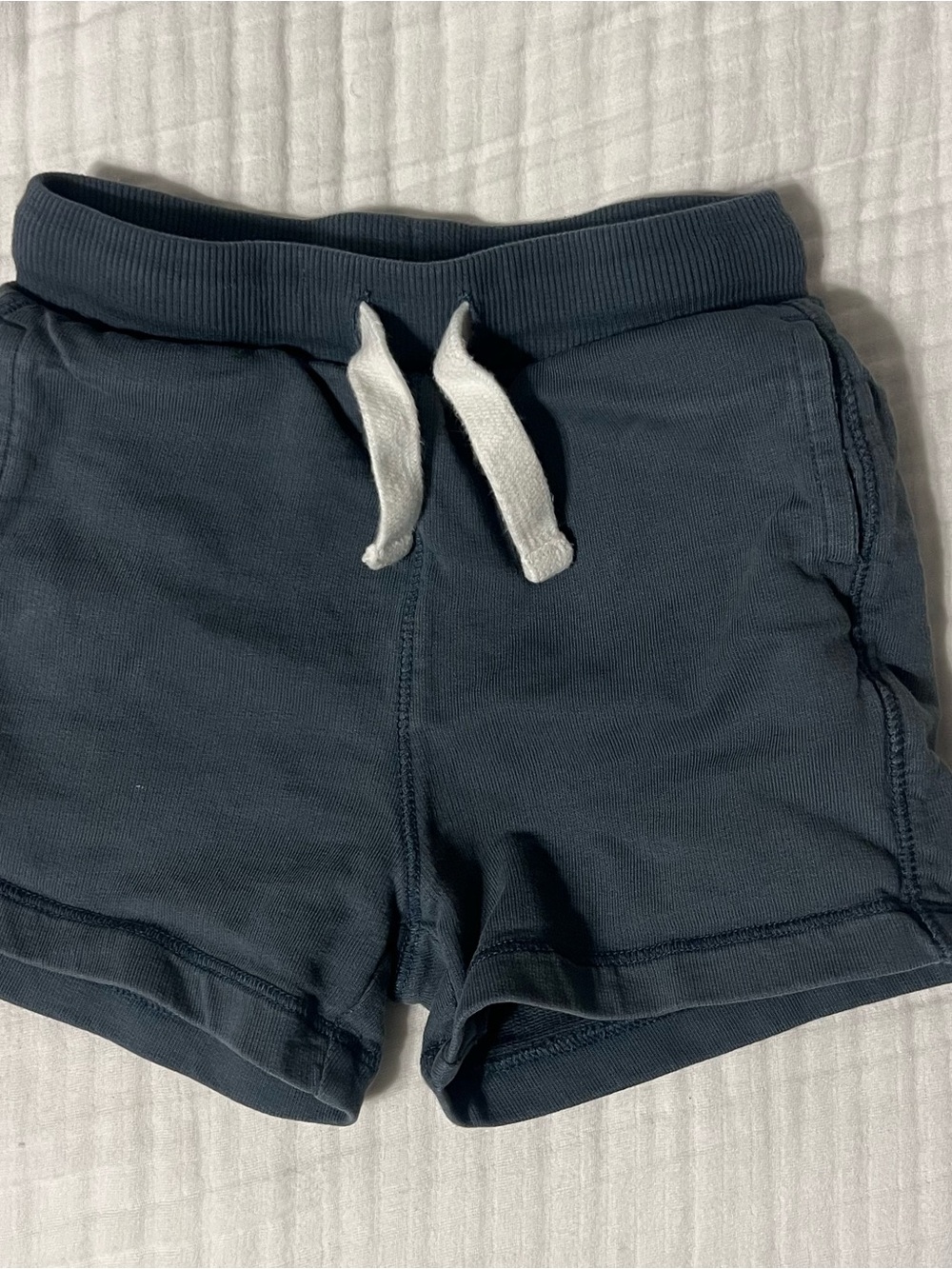 Children's Navy Pull-On Shorts with White Drawstring